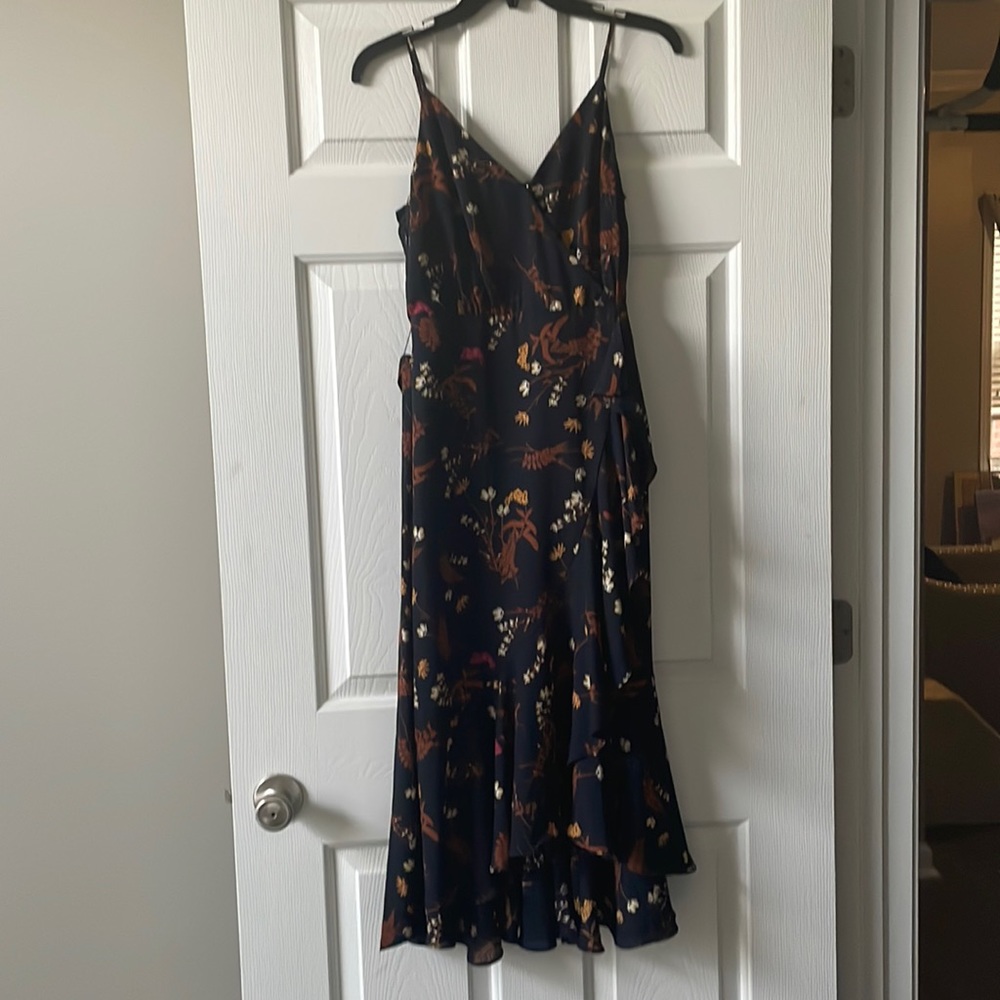 J Crew Navy Floral Chiffon Sundress